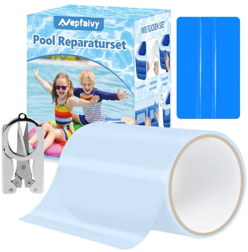 Nepfaivy Kit Reparation Liner Piscine - Rustine Piscine Étanche Flexible PVC 10 x 150 cm, Ruban Adhésif Réparation Piscine pour Spa Gonflable, Piscine, Piscine Enfant, Bouee Matelas Gonflable, Tentes