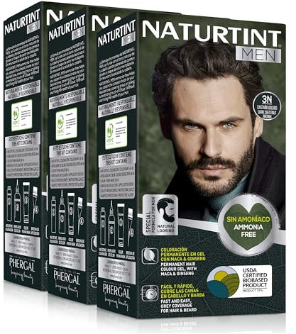 Naturtint Men Biobased | Coloration Permanente Sans Ammoniaque pour Hommes | Teinture pour cheveux et barbe | Couverture à 100% des cheveux blancs | Ingrédients naturels | 5N Châtain Clair…