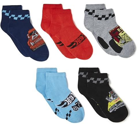 Hot Wheels Race Car 5 Pack Shorty Socks Calcetines novedosos Niños (Pack de 5)