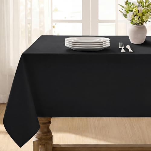 Softalker Black Tablecloth Rectangular 140x200 cm Wipe Clean Tablecloth | Washable Stain Resistant Tablecloths Wrinkle Free Table Cover for Party Birthday Banquet Dining Home Decorations 55x78 Inch