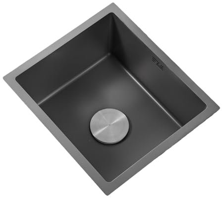 304 Edelstahl Spülbecken,Küchen Spüle,Rechteckig Küchenspülen,küchenbecken,Edelstahlspüle1 Becken mit Abflussrohr,Grau,Einbauart: Einbau von Oben und Unterbau (42x28x21cm)