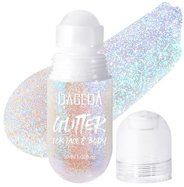Prreal Roll-on Body Glitter Gel, Mermaid Makeup Festival Rave Accessories, Gliter Face Paint Holographic Hair Glitter Gel, Sparkle Body Shimmer Halloween Makeup for Rave Party(07 Fantasy)