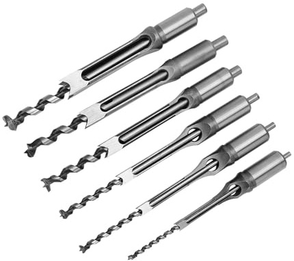 Generic a Tazza Quadra Speciale in Acciaio, Punta a Coclea, Scalpello per Mortasare, Utensile per la Lavorazione del Legno per L'edilizia, Doppio Effetto con Macchina per Mortasa e Tenone, Set 6