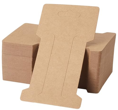 SOFPLATE 100 pz Porta Mollette per Capelli Porta Mollette per Capelli BurlyWood 4.53 x 2.64 pollici Rettangolo Carta Bianca Espositore Cartone Organizzatore Espositore Accessori per La Vendita di Gioi