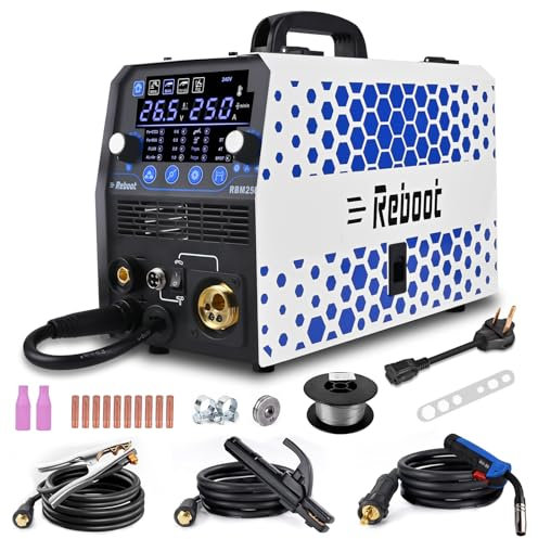 Reboot 250A 8-in-1 MIG Schweißgerät 5. Generation Upgrade - Gas/Gasfrei MIG/MAG, Stick/MMA, Lift TIG, Flux Core/Solid Wire Inverter | RBM2500 Aluminiumschweißgerät für Profis & Heimwerker