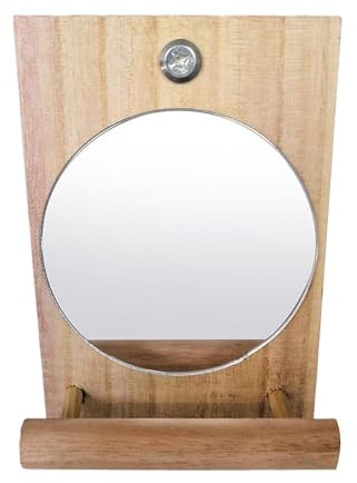 Ruwshuuk Espejo para Jaulas De Aves,Posadero con Espejo para Periquitos Y Juguetes para Aves | Interactivo De Madera con Accesorios para Masticar, Suministros para Loros, Canarios, Agapornis Y Grises
