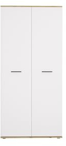 AVANTI TRENDSTORE Conselve - Scarpiera in laminato bianca/quercia con 8 ripiani e 2 cassetti LAP 90x195x38 cm