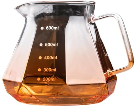 Gralara Cafetera de Vertido de Vidrio Borosilicato con Escalas de Volumen Y Base Estable Elaborar Café de Calidad en El Hogar O Trabajo, Naranja, Individual