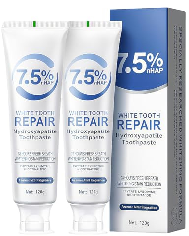 XPEX 2pcs Dentifrice Hydroxyapatite,Sans Fluor,Hydroxyapatite Dentifrice,Blanchissant Naturel,Protection De l'Émail & Réduction De La Sensibilité,Menthe Fraîche,120g Par Tube