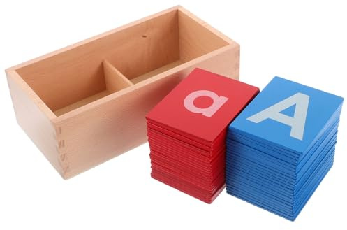 WEKAMOS Montessori Lettere in Legno Rosso Blu con Vetrata Gioco Educativo Tattile per Strumento Linguistico per Scuola e Casa Organizzatore Didattico per Apprendimento Creativo
