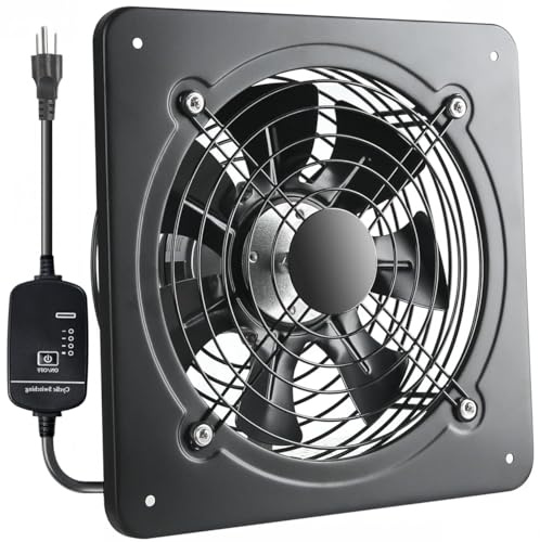 yeler 12 Inch Wall Window Exhaust Fan Wall Mounted Ventilation 720 CFM Basement Extractor Fan Industrial Fan for Home Garage Office Commercial Use (12 Inch+Speed Control)