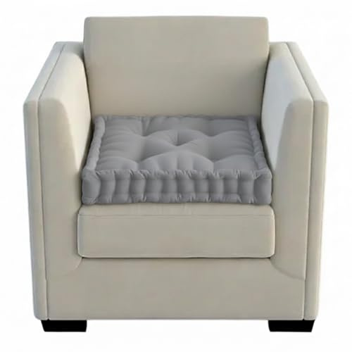 Crescent Textile 100% Cotton Armchair Booster Cushion 40x40x10cm Square Booster Seat Pad Ideal for Home Sofa, Dining Chair, Office, Pregnancy, Maternity, Elderly, Post Surger Cushions (Silver)