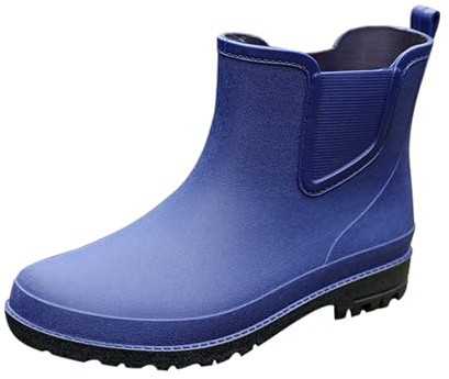 Botas de goma para hombre 43 de media altura, zapatos de goma para hombre, impermeables, clásicas, antideslizantes, botas de lluvia monocolor, botas de pesca, caña ancha, botas de verano, ligeras