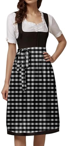 Generisch Vestido tradicional de cosplay, para mujer, con medio delantal atado (negro, M)