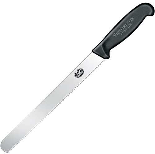 Victorinox Fibrox Couteau à Jambon avec Lame Dentée Longueur : Couteau de Cuisine de 30 Cm, Nylon, Noir