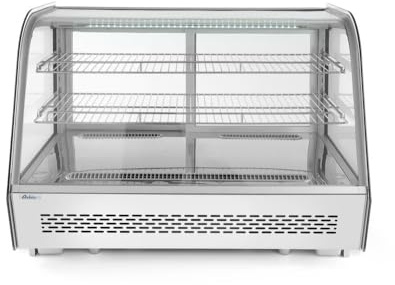 HENDI Kühlvitrine, Aufsatz, Kuchenvitrine, 2/6˚C, automatischer Abtauung, Inklusive 2 verchromten Fachböden, LED Beleuchtung in der Decke, 160L, 230V, 230W, 850x568x(H) 686mm, Edelstahl