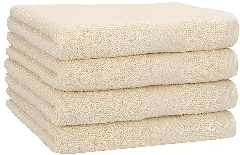 Betz 4 Stück Strandtücher Duschtücher Set Größe 70x140 cm Duschhandtuch Badetuch Strandtuch Handtuch Premium 100% Baumwolle Farbe Sand