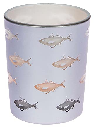 Kerzenfarm Hahn Bicchiere votivo, pesce, tealight colorato, portacandele per tealight, portacandele antivento, vetro decorativo per casa, giardino e co., 65 x Ø 55 mm, ca. 100 g