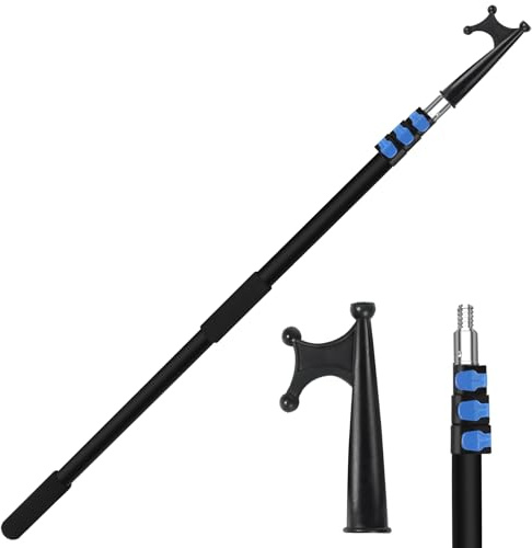 REDCAMP Bootshaken Teleskop für Docking, 370cm Aluminium Ausziehbar Dock Polen, Mehrzweck Leichte schwimmendem Boot Docking Pole Bootszubehör, Schwarz