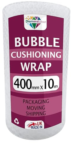 Bubble Cushioning Wrap for Packaging and Mailing, Heavy Small Air Bubbles, 400mm x 10m Roll, Packing or Storage (400mm x 10m)