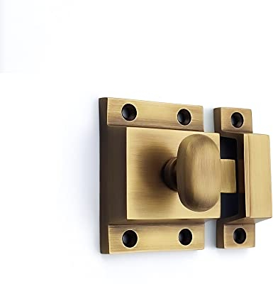 Infinity Decor Antique Brass Kitchen Cupboard Catch with Attached Thumb Turn Latch Lock – Suitable for Wardrobe Dresser Furniture Doors