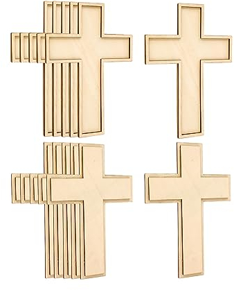 Holzkreuz, 22,9 cm, unlackiertes Holzkreuz, geschichtet, gerahmt, zum Basteln (klassische Form), 12 Stück
