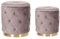 Runder Pouf im 2er Set Samt beige-grau Ottoman Sitzpouf Chesterfield Stil Pueblo