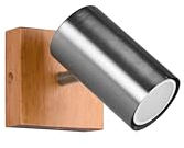 lightling modern Wandspot Julie, 1-flammige Wandlampe innen, Wandstrahler, Wandfluter Wandleuchte Leselampe Bilderleuchte, Holz & nickel matt Metall, 1 x GU10 max. 15W, 12 x 16 cm