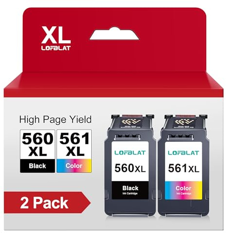 LOFBLAT 560 561XL Replacement Cartouche pour Canon 560 561 pour Canon 560 561XL PG‑560XL CL-561XL Compatible pour Canon Pixma TS5350i TS5350a TS5350 TS7450i TS7450 TS5351 TS5351a TS5353 (Noir Couleur)