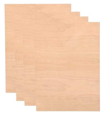 LetCart 4 piezas de madera contrachapada de 1/8 pulgadas 11.8 x 8.46 pulgadas, madera sin terminar para grabado láser y corte CNC (madera contrachapada de haya roja)