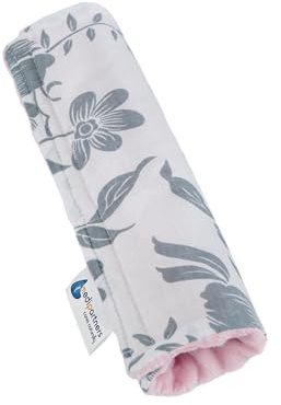 Medi Partners Protège Ceinture Enfant Coussin de Sécurité Voiture Protege Kids 17x22cm 100% Coton Minky Cover Securite Auto Poussette pour Bebe Amovible (Berry avec Rosa Minky)