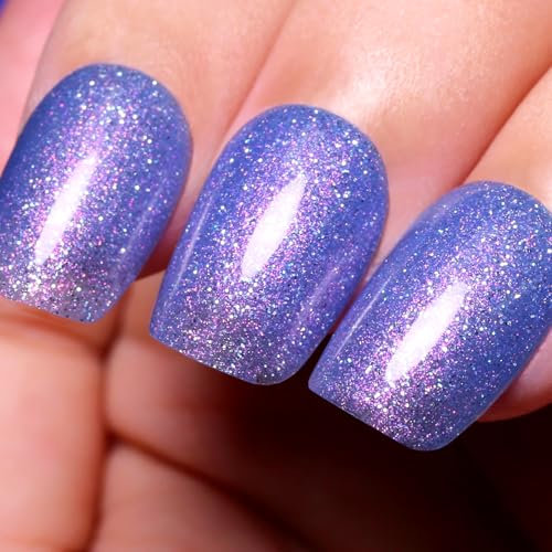 Ozzeal Glitter Gel Polish, Light Blue Iridescent Glitter Gel Nail Polish Sparkle Shimmer Gel Glitter Nail Polish Summer Rainbow Soak Off LED UV Gel Nail Polish for Art DIY Manicure 15ml