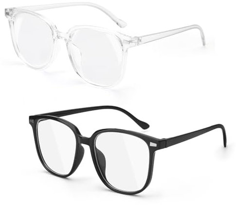 DAWRIS 2 Pack Blaulichtfilter-Brille, ohne Sehstärke Computerbrille Gaming Schutzbrille mindert Augenbelastung Blue Light Blocking Glasses UV Protection leichter Rahmen, Mode Herren/Damen