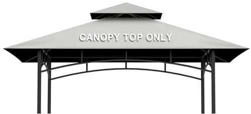 Grillpavillon, Ersatzdach, 1,5 m x 2,4 m, Outdoor-Grillpavillon, Überdachung, wasserdicht, doppelstöckig, Schutzabdeckung, passend für Pavillon-Modell L-GG001PST-F (grau)