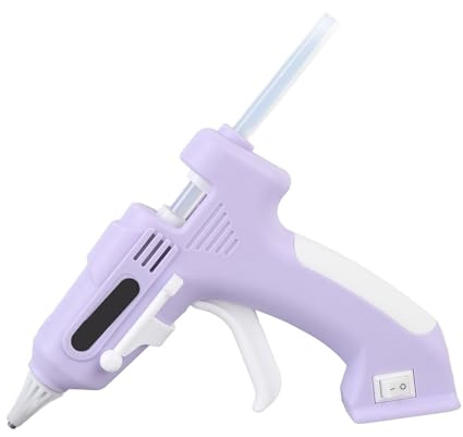 Cordless Hot Glue Gun Kit, Full Size Hot Glue Gun with 10 Glue Sticks, Rechargeable Cordless Glue Gun for Home Repair, Craft & DIY (Violet)