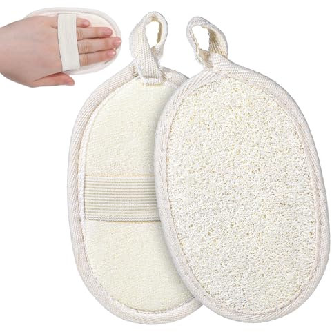 JJUNW 2 Stück Natural Luffa Sponge, Beige Luffa Schwamm Körper Wiederverwendbar Natürlicher Luffa Schwamm Peeling Körper Wäscher Massageschwamm für Damen und Herren Bad SPA