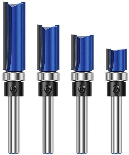 4 Stück Bündigfräser 6,35mm Schaft Fräser Oberfräse Hartmetall Kopierfräser für Oberfräse 11,9/20/25/38mm Flush Trim Router Bit für Holzbearbeitungs