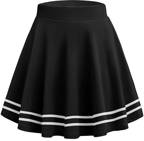 Hotouch kjol dam basic kort minikjol elastisk midja skater kjol en linje veckad kjol