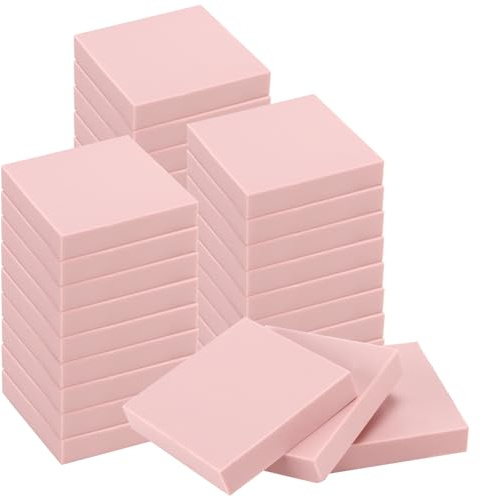 TAICHEUT 30 blocchi quadrati in gomma da 5,1 cm, kit per la creazione di timbri in linoleum rosa, per stampe, artigianato fai da te
