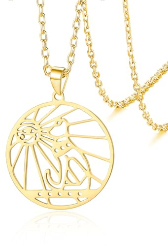VASSAGO Egyptisk Ankh halsband rostfritt stål bastet katt öga av Horus hänge halsband Egypten Bastet smycken gåvor för kvinnor män, En storlek, Rostfritt stål, Ingen ädelsten