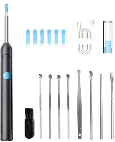 Otoscopio 1080P WiFi Limpiador de Oídos, Otoscopio 3,5mm Endoscopio con 6 LED Camara Endoscopica Inalámbrico, Impermeable Kit Endoscopio de Oído para iPhone, Android, iPad, Adultos, Niños y Mascotas