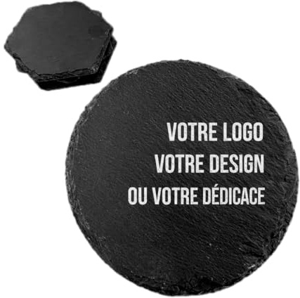 Sottobicchiere Personalizzato in Ardesia 10x10 cm, 4 PZ – Incisione Foto, Nome o Frase – Regalo Originale – Decorazione Tavola – Made in Italy (Rotondo)