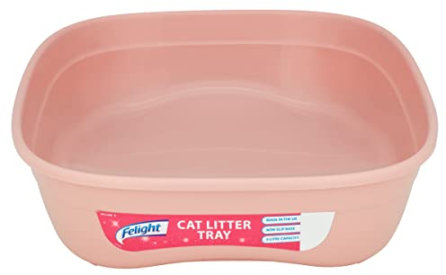 Felight Cat Litter Tray - Easy to Clean and Suitable for Kittens, Non-Slip Base, Made in the UK, Assorted Colours (42cm)