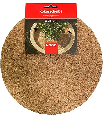 NOOR Kokosscheibe Ø 25 cm - Kokos Mulchscheibe Kübelabdeckung 1 cm Stärke - natürlich isolierender Pflanzenschutz, Winterschutz - Kokosdisk mehrfach verwendbar & 100% biologisch abbaubar
