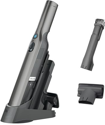 Shark WV201 WANDVAC Handheld Vacuum, Lightweight at 1.4 Pounds with Powerful Suction, Charging Dock, Single Touch Empty and Detachable Dust Cup,Graphite, Slate