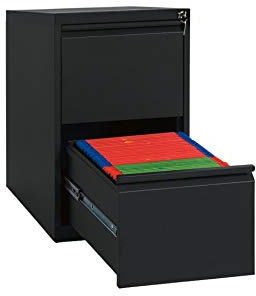 Schrank & Stuhl Hängeregisterschrank einbahnig – Hängemappenschrank mit 2 Schüben für DIN A4, abschließbar, Lieferung komplett montiert, 70 x 40 x 62 cm, Schwarz