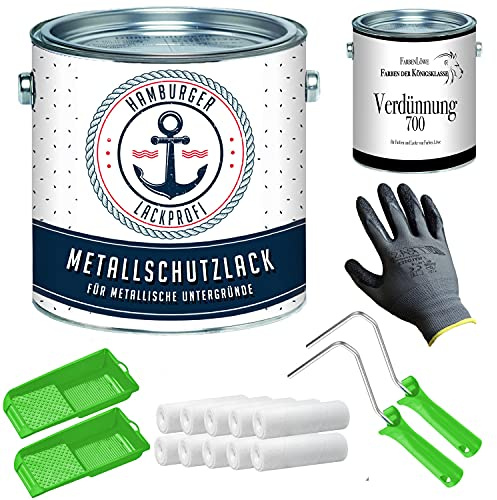 Barniz protector de metal brillante blanco RAL 9018 lacado metálico color metal color metal color metal color metal protección con set de barniz (X300) y dilución (1 L) (10 L)