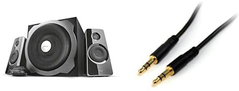 Trust Tytan Enceinte PC 2.1 avec Caisson de Basses pour Ordinateur (120 Watt) - Noir & StarTech.COM Câble Audio stéréo Slim 3,5 mm de 90 cm - M/M