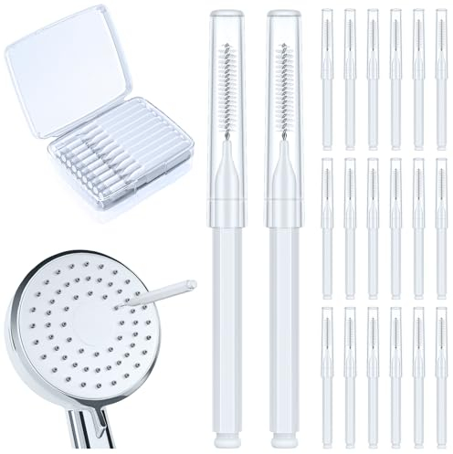 Lumkew Shower Head Cleaning Brush for Small Hole,Multifunctional Shower Head Cleaner Tool Anti-Clogging Nozzle with Storage Boxes, Showerhead Cleaning Brushes Picks for Household Bathroom, White