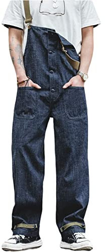 BELWAD Salopette di Jeans da Uomo Cinghie Regolabili Pagliaccetti Tute Dritta con Lavaggio Vintage,Blu,6XL
